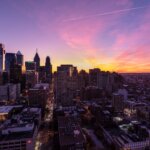 Photo of Philadelphia skyline at sunset